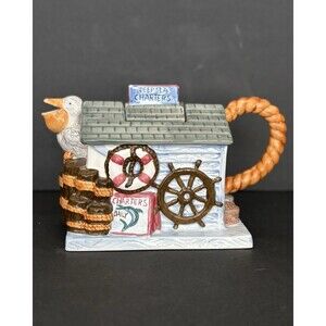 Vintage ceramic collectible "Deep See Charters" Bait shop teapot by Cardinal Inc